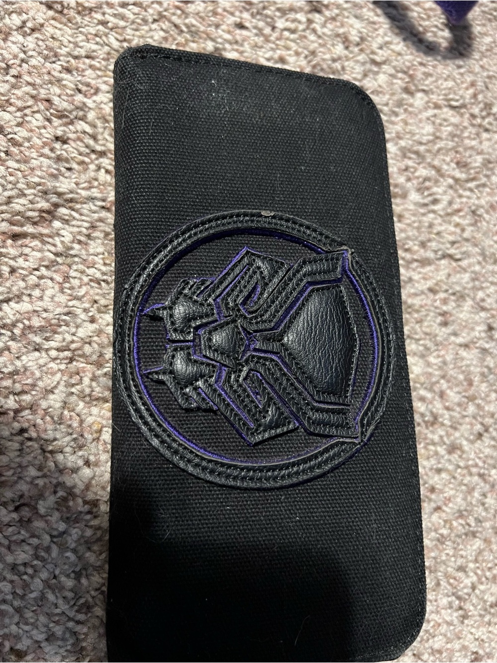 Black Panther Zip Wallet with Embroidered Purple Logo